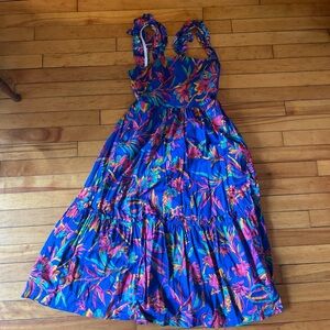 JCrew blue floral midi dress